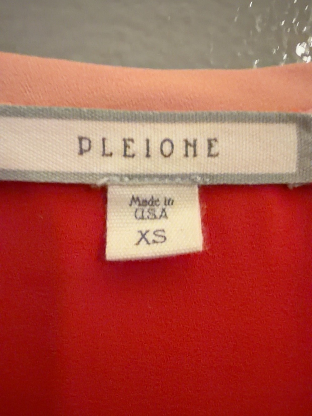 Pleione XS Coral Red Draped Waterfall Blouse Short Sleeve Made USA - Picture 6 of 8